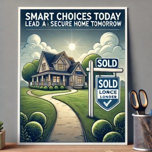 5 Best Practices for Choosing a Lender 4 DALL·E 2025 01 15 13.52.10 An illustration of a path leading to a house with a Sold sign in the front yard symbolizing the achievement of finding the right lender. In the sky